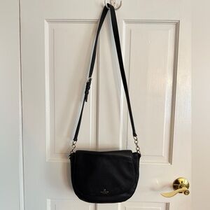 kate spade Black Leather Crossbody with Gold-Tone Accents